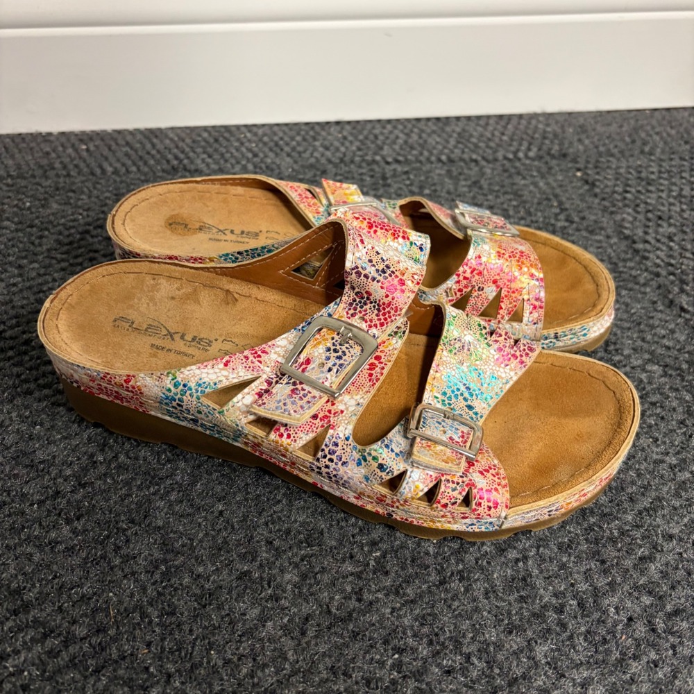 Flexus by Spring Step Womens 6 Multicolor Mosaic Buckle Slide Sandals Turkey